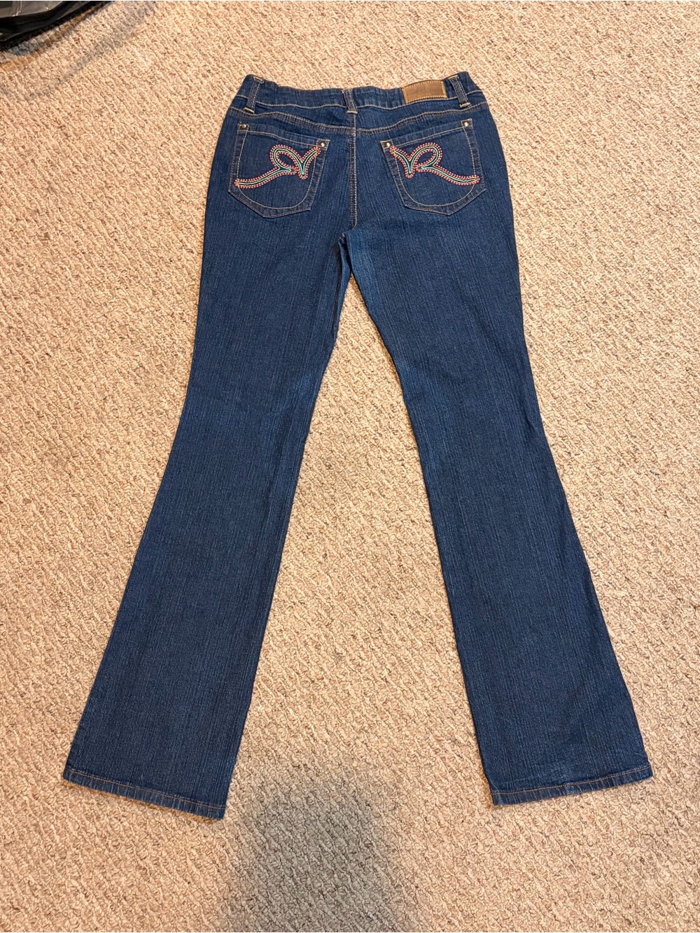 Y2K Rocawear Dark Wash Embroidered Logo Bootcut Flare Jeans 7 Vintage